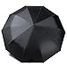 NIELLO Best Outdoor umbrellas with Leather handle,Automatic 10-Rib Maximum level of Windproof,42 inch Steel Windproof Frame Black Rain Umbrella with UV Protection 50+ UPF