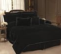 7PC BLACK VELVET SATIN COMFORTER SET BED IN A BAG QUEEN