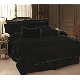 15PCS BLACK VELVET SATIN COMFORTER BED IN A BAG KING by KingLinen