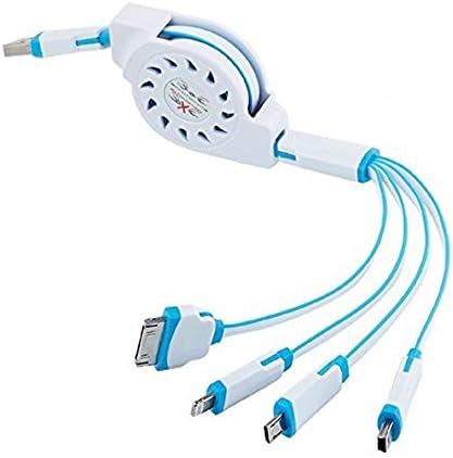 Multi Charger, Retractable 4 in 1 Multiple Charging Cable Adapter for iPhone 6S, 6 Plus, 5, 4S, iPad Mini/Air, iPod, Samsung Galaxy S7 Edge and other Android devices