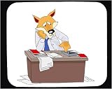 Decorated Mouse Pad with accountant, fox, working, calculator, desk