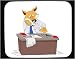 Mouse Pad with accountant, fox, working, calculator, desk