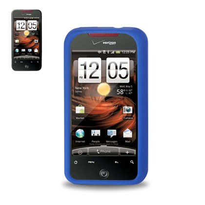 New Fashionable Perfect Fit Soft Silicon Gel Protector Skin Cover (Faceplate/Snap On) Rubber Cell Phone Case SCREEN PROTECTOR for HTC Droid Incredible 6300 Verizon - NAVY