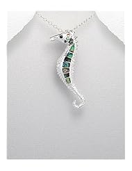 Seahorse Colored Enamel Pendant Necklace In 92.5 Sterling Silver