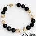 14K Yellow Gold Onyx & Pearl 8 Bracelet - OldCities Estate Jewelry