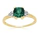 10k Yellow Gold May Birthstone Created Emerald and Diamond Ring, Size 5