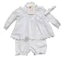 3-teiliges Taufset / Taufkleid mit Lochstickerei, wei�