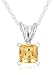 Sterling Silver 6mm Square-Cut Citrine Pendant