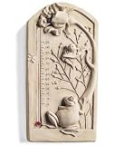 Cast Stone FROG Toad FLOWER Indoor Outdoor GARDEN Thermometer