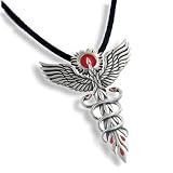 Fire Dance Phoenix Sterling Silver Medical Caduceus Symbol Pendant Necklace