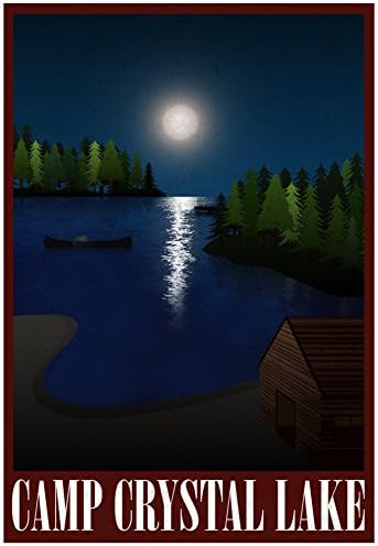 Camp Crystal Lake Retro Travel Poster 13 x 19in with Poster Hanger
