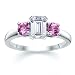 1.00 CT EMERALD DIAMOND W ROUND PINK SAPPHIRE RING 18K