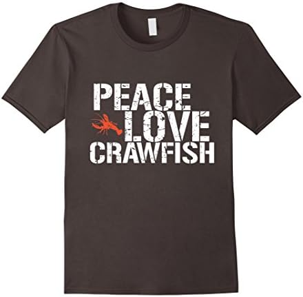 Men's Crawfish T Shirt Shirt - Peace Love Crawfish 3XL Asphalt