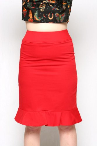 Heartbreaker Fashion Pin Up Girl Retro Style Red Pencil Skirt Small – Plus 2X