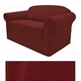 Stretch Pique Warm Maroon Furniture Slipcover Loveseat 712