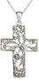 Sterling Silver Marcasite Floral Cross Pendant, 18"