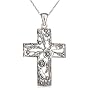 Sterling Silver Marcasite Floral Cross Pendant, 18"