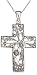 Sterling Silver Marcasite Floral Cross Pendant, 18