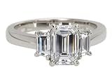 Platinum Emerald Cut 3-Stone Diamond Ring w/ Trapezoid Sidestones (GIA Certified 2.09 ct center, 2.98 cttw, I Color, VS1 Clarity), Size 6