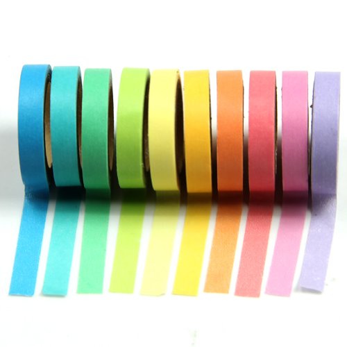 HeroNeo® 10x Decorative Washi Rainbow Sticky Paper Masking Adhesive Tape Scrapbooking DIY (10pcs Rainbow Tape)