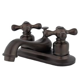 Kingston Brass KB605X Restoration 4-Inch Centerset Lavatory Faucet with Metal Cross Handle, Oil Rubbed Bronze
