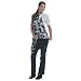 Andr reversible apron for hair stylist. Silky polyester print Graffiti pattern on one side, reverses to black. Easy one-pull neck/waist tie. Pockets on both sides. Teflon treatment resists water, stains and wrinkles. Machine wash cold, drip dry, do not iron.