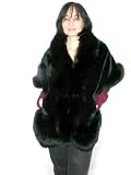 Black Sheared Rex Rabbit Cape w/ Black Fox Border