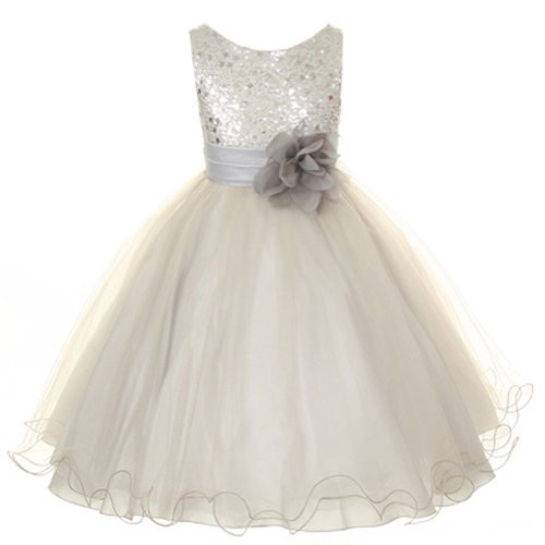 Sparkly Sequined Mesh Big Girls' Flower Girls Dress Pageant Wedding Prom