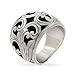 Wide Sterling Silver Bali Ring with Carved Floral