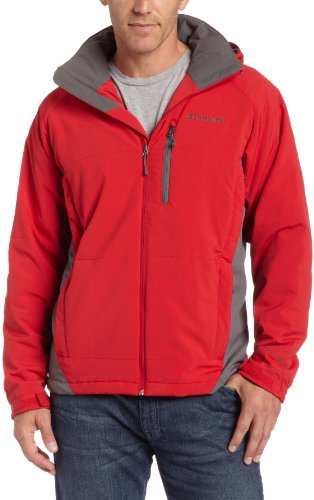 Columbia Mens Single Track Softshell Jacket, Intense Red, Charcoal, X-Large