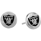 Team Titanium Oakland Raiders Steel Button Logo Earrings