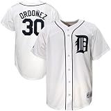 MLB Men's Detroit Tigers Magglio Ordonez White Home Short Sleeve 6 Button Synthetic Replica Baseball Jersey Big & Tall  (White, XXX-Large)