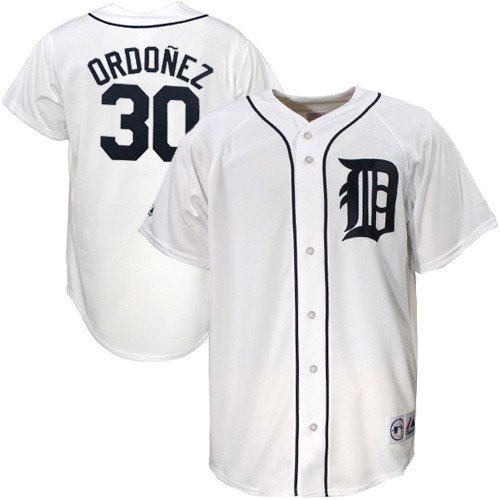 MLB Men's Detroit Tigers Magglio Ordonez White Home Short Sleeve 6 Button Synthetic Replica Baseball Jersey Big & Tall Spring 2012  (White, XXX-Large)