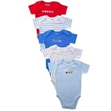 Luvable Friends Basic Colors Bodysuit, 5 Pack, Blue