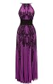 Lace Print Pleated Maxi Dress