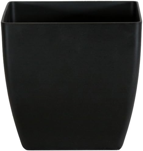 12" Tapered Square Office Planter | Decorative Indoor House Plant Pot - Plastic With Matte Black Finish