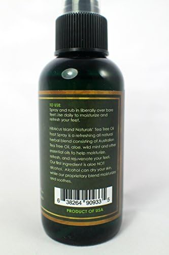 Mens Extreme Tea Tree Foot Spray Helps Treat Nail Fungus, Athletes Foot Extreme Moisturizing 100% All Natural By Hibiscus Island Naturals