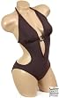Sexy Brown Onepiece Low Cut Plunge Monokini Swimsuit