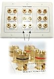 5 6 7.1/7.2 or 8.1/8.2 One or Two Subwoofer Compatible 16 Banana Post + 2 RCA Speaker Wall Plate for Home Theater Audio