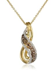 14k Gold Plated Sterling Silver Champagne and White Diamond Infinity Pendant Necklace (1/4 cttw, I-J Color, I2-I3 Clarity), 18"