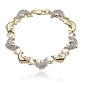 18k Yellow Gold Plated Sterling Silver Cubic Zirconia Dolphin Station Bracelet, 7.25"