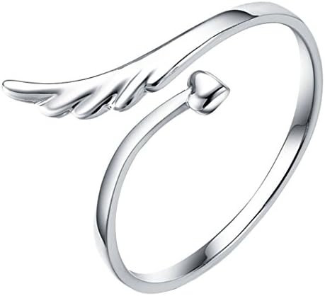 Pink Universe Angel Wing Opening Ring Silver Adjustable