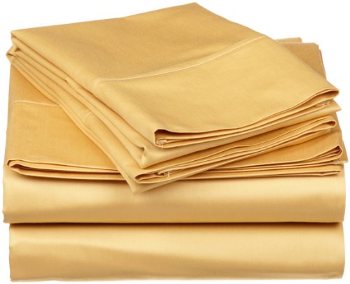 Egyptian Cotton 300 Thread Count Queen Waterbed Sheet Set Solid, Gold