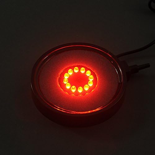 Amzdeal 12LED Submersible Spotlight Fish Tank Light Round Bubble Light Aquarium LED Light with Suction Cup for Water Aquarium Garden Pond Fish Tank with US Plug (Red)