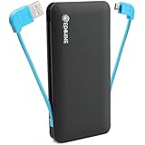 Eachine X3 6000mAh External Battery Power Bank with Build-in USB Charging Cable for Smartphones and Tablets - Black