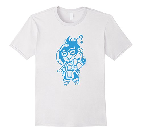 Men's Overwatch Mei Sketch Spray Tee Shirt Medium White