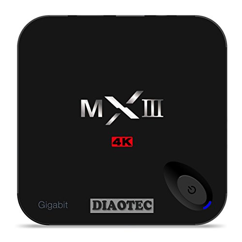 DIAOTEC(TM) MXIII-G Smart TV Box, Android 5.1, Amlogic S812 Quad Core CPU Cortex-A9, Octa core ARM Mali-450 GPU, 4K*2K UHD, HEVC H.265, 1080P, Miracast/DLNA/Kodi, 1 GB RAM, 8GB ROM HDMI