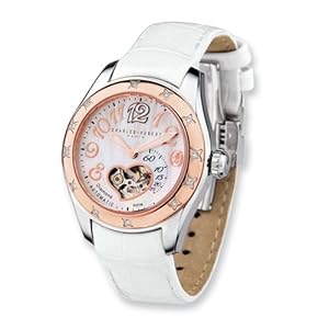 Rose Ip-pltd Stainless Steel Diamond Auto Watch by Charles Hubert Paris Watches, Best Quality Free Gift Box Satisfaction Guaranteed