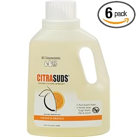Citra Suds Natural Laundry Detergent, HE 2x Liquid Concentrate, Valencia Orange, 50-Ounce Bottles (Pack of 6)