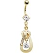Gold Plated Elegant Cz Loop Dangle Belly Ring